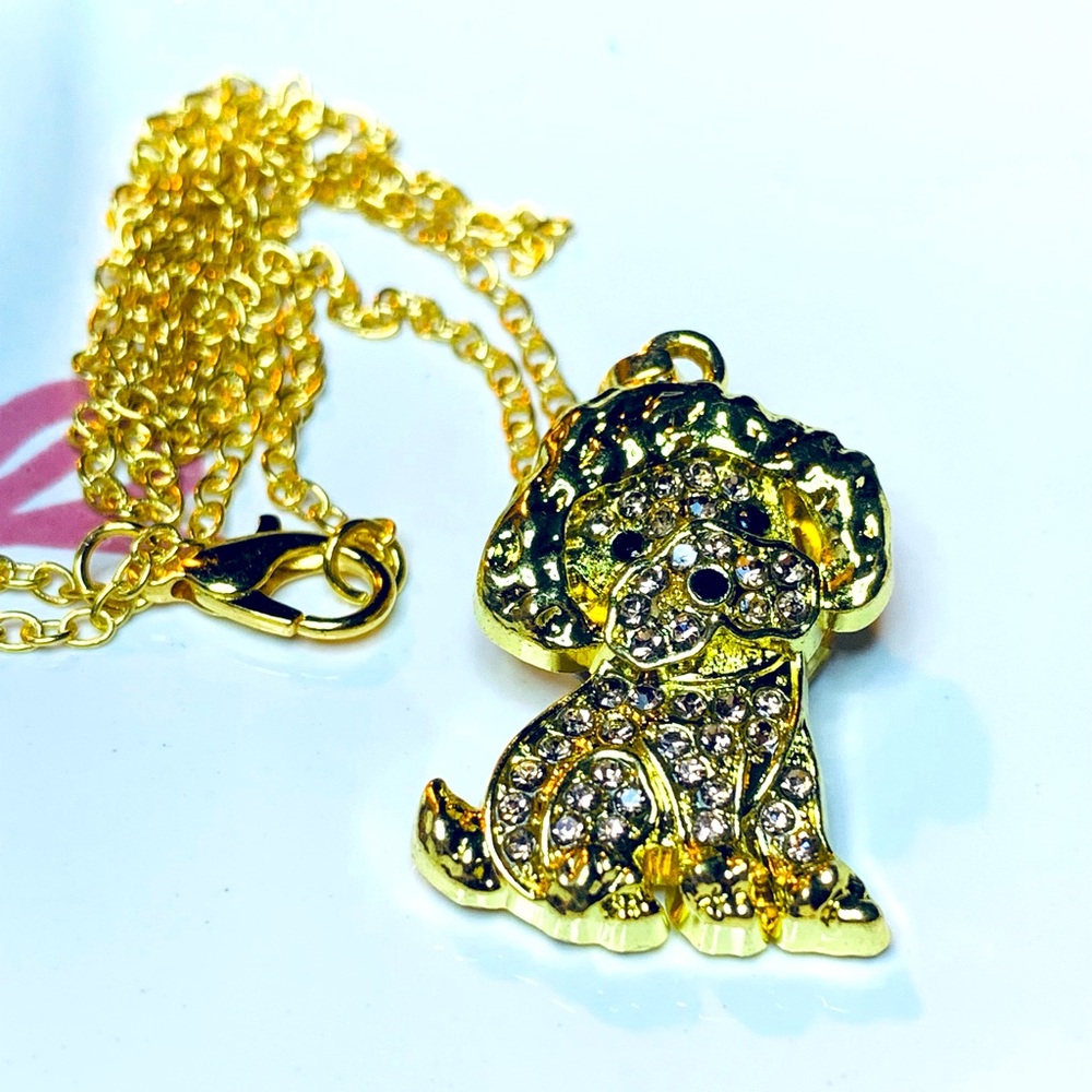 🐱Cute poodle gold toned necklace